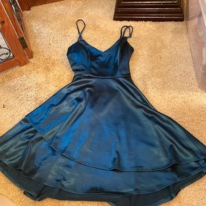 Lulu's Blue Backless Satin Dress